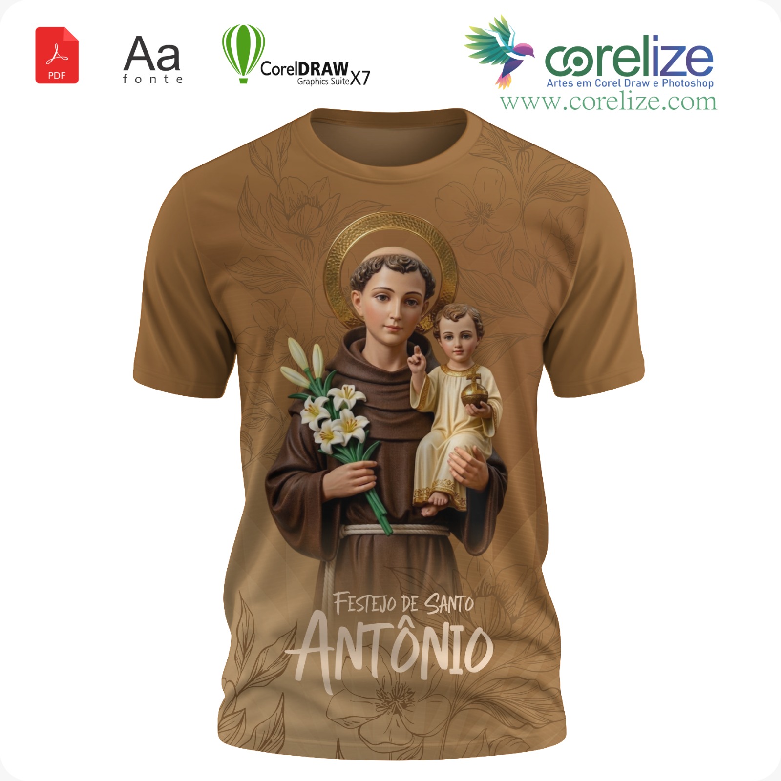 Arte: Arte 09 Festejo de São Antonio para sublimação de camiseta