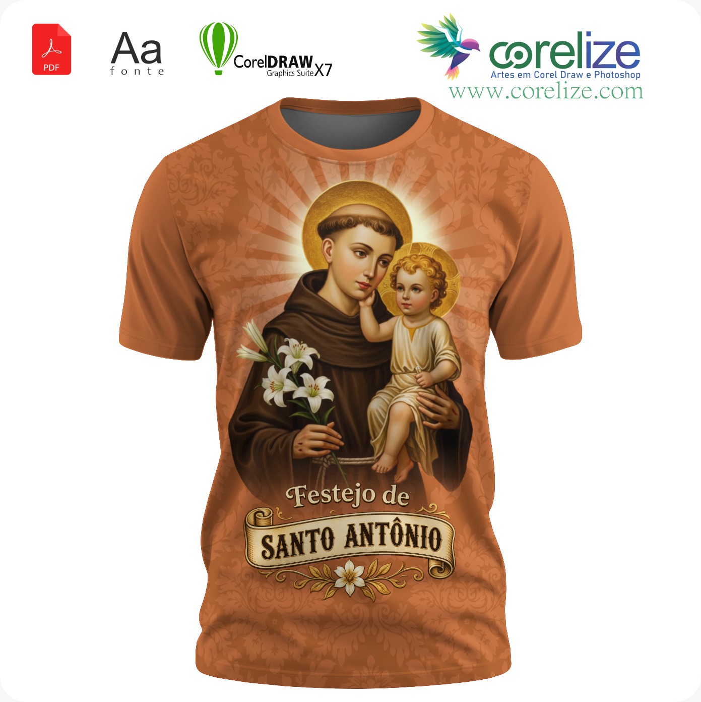 Arte: Arte 13 Festejo de São Antonio para sublimação de camiseta