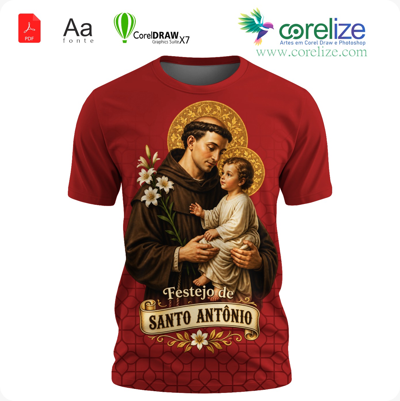 Arte: Arte 14 Festejo de São Antonio para sublimação de camiseta