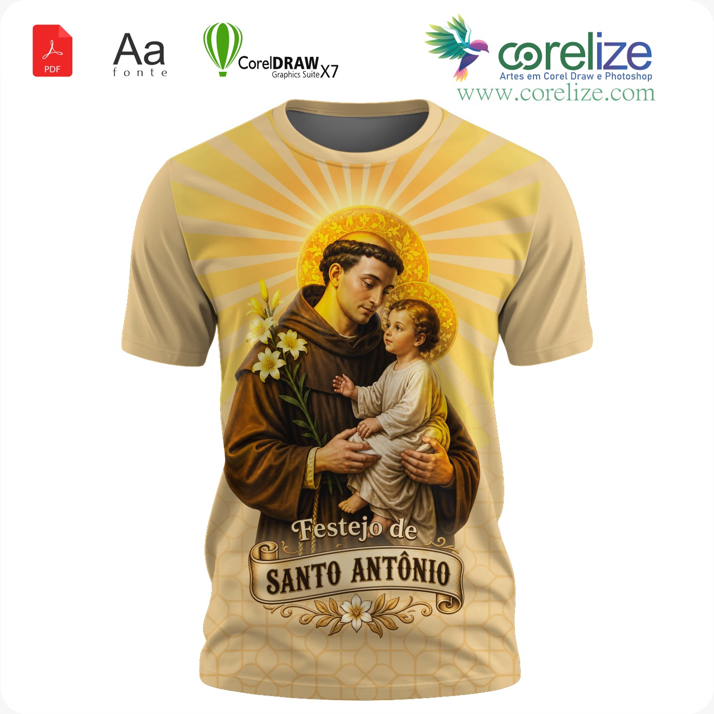 Arte: Arte 15 Festejo de São Antonio para sublimação de camiseta