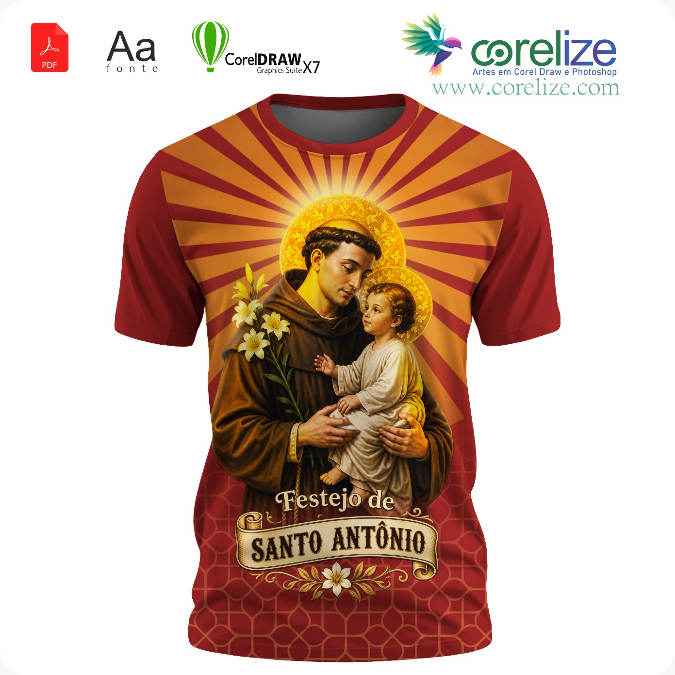 Arte: Arte 16 Festejo de São Antonio para sublimação de camiseta