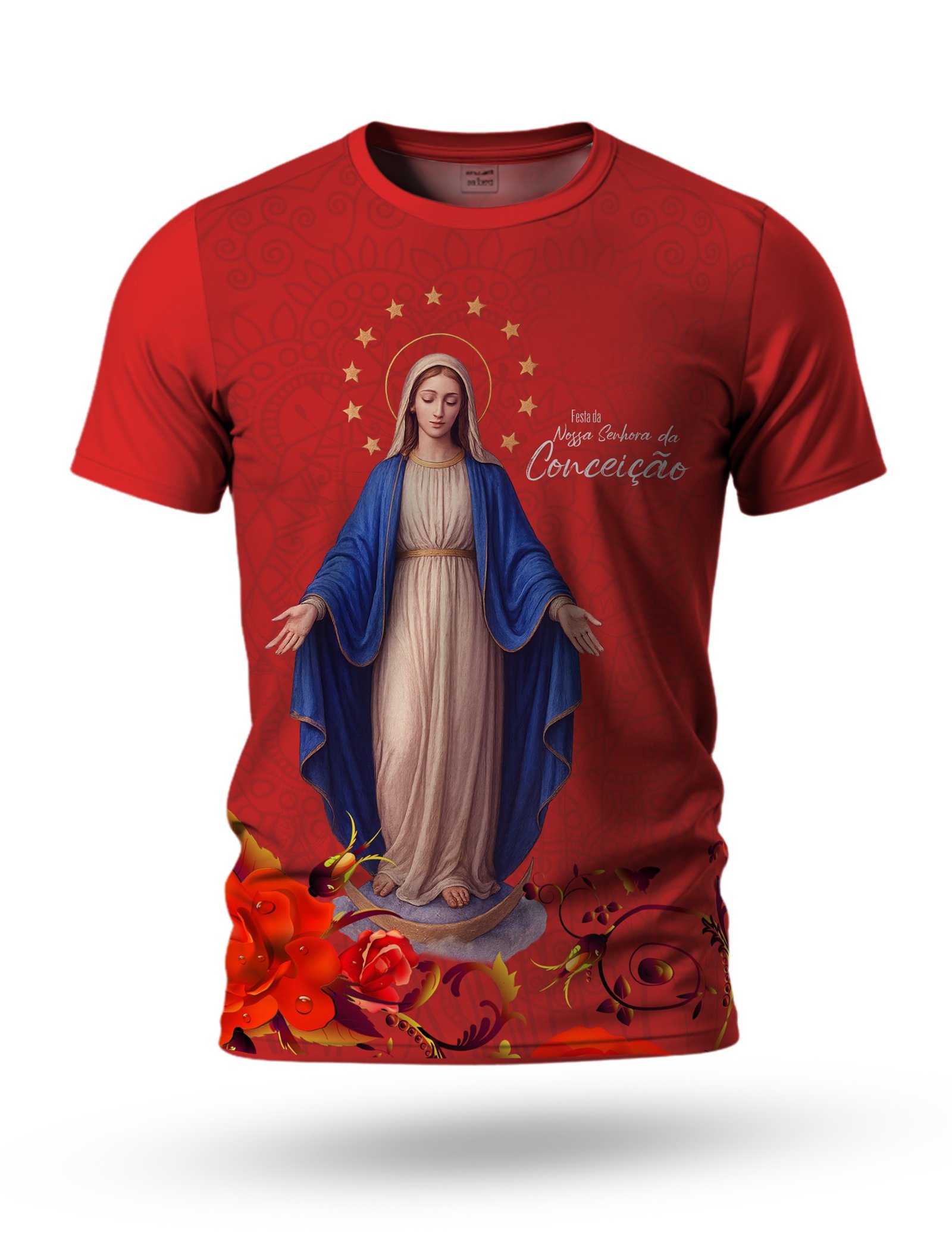Arte Camiseta de Nossa Senhora da Conceição 17 tema vermelho