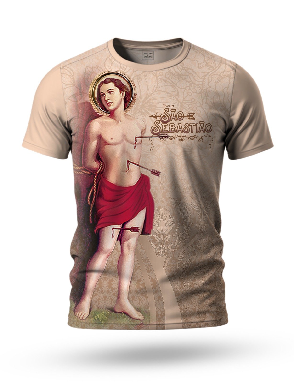 Arte camiseta de São Sebastião 01 tema bege