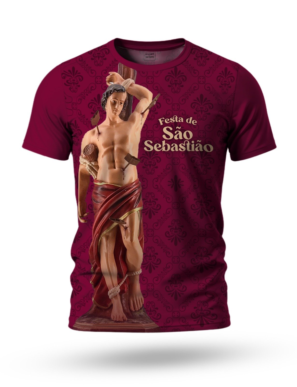 Arte camiseta de São Sebastião 03 tema vinho
