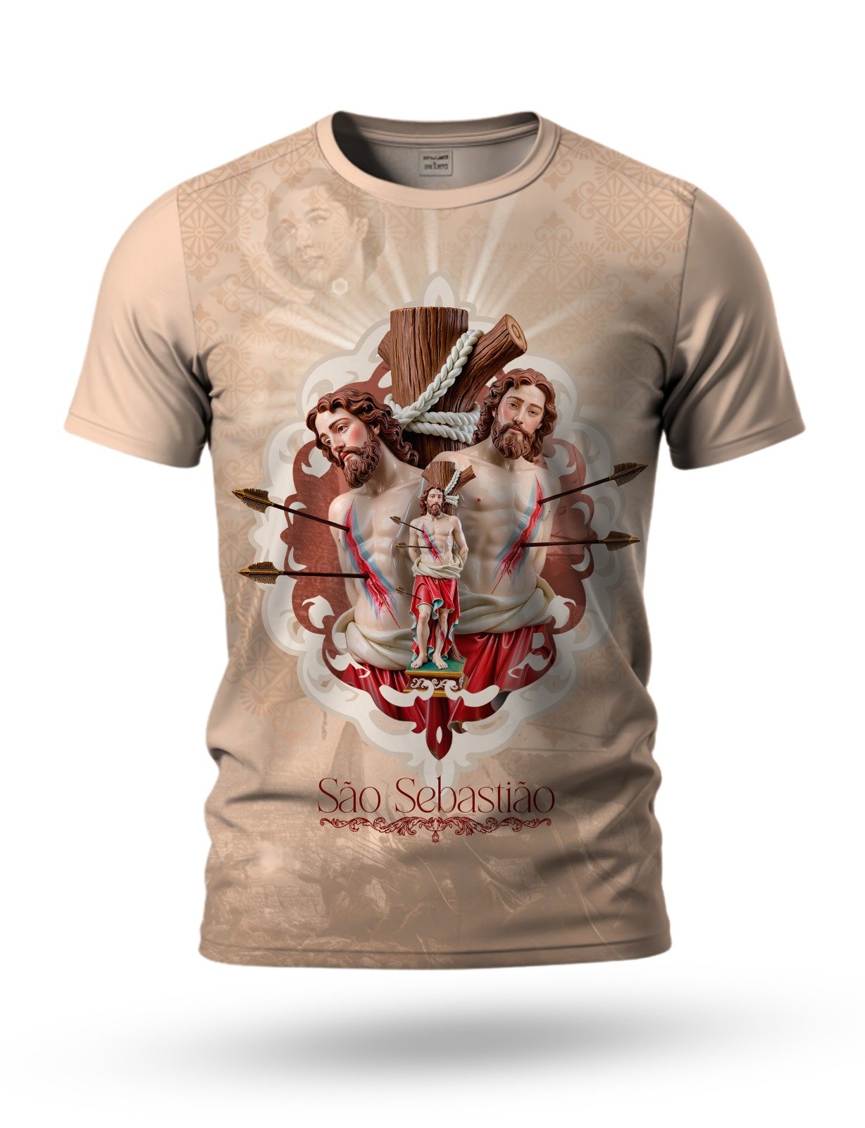 Arte camiseta de São Sebastião 04 tema bege