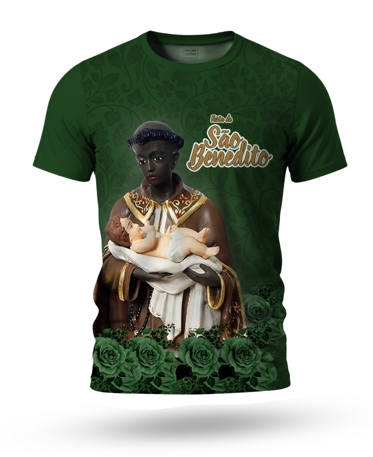 Arte camiseta de São Benedito 04 tema verde
