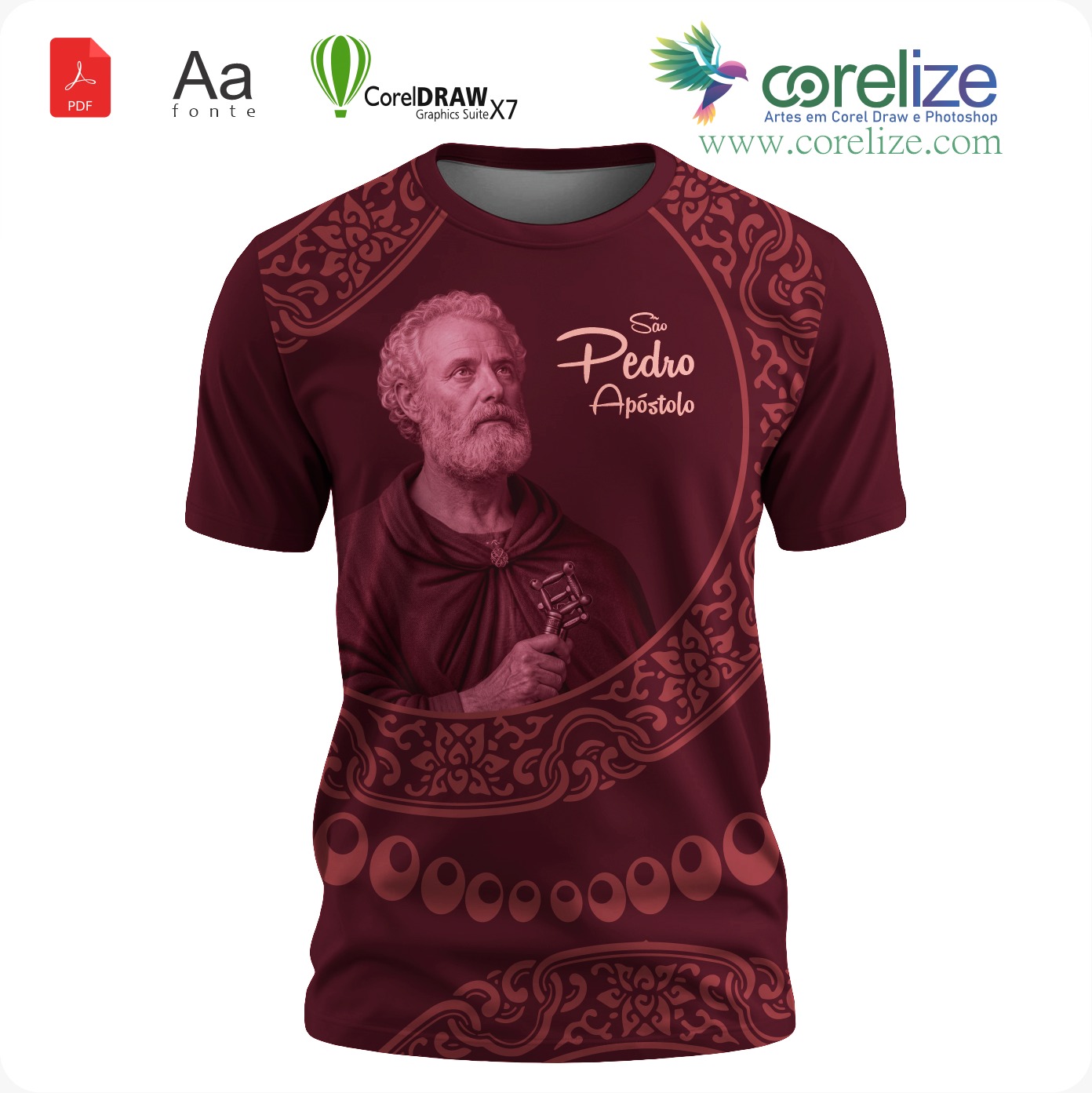 Arte: Arte São Pedro 05 para sublimação de camiseta